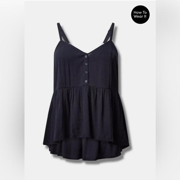 Torrid Black Button Front Peplum Cami Tank Top Plus Size 3X - Picture 5 of 6